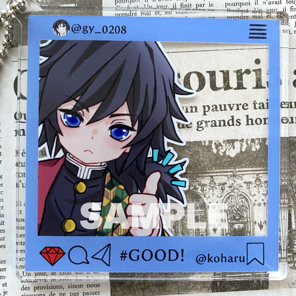 🍃と🌊のSNS風アクリルチャーム