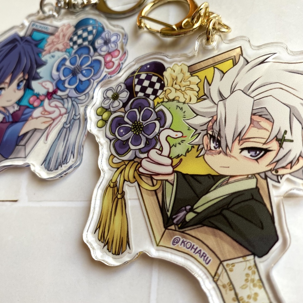 🍃と🌊の羽子板飾りアクキー