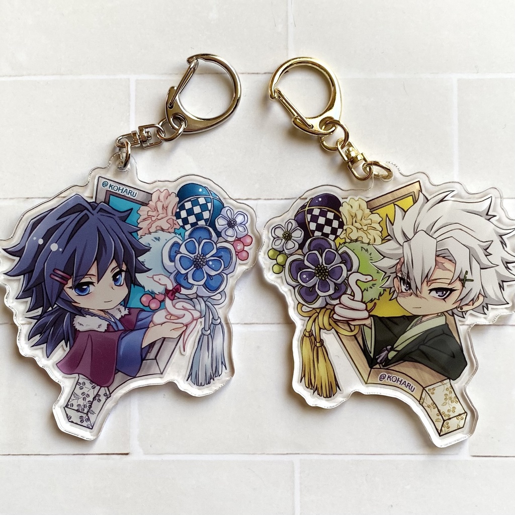 🍃と🌊の羽子板飾りアクキー