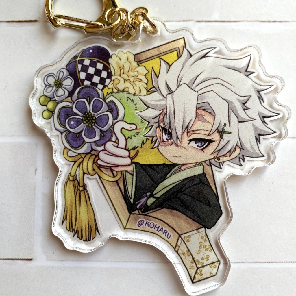 🍃と🌊の羽子板飾りアクキー