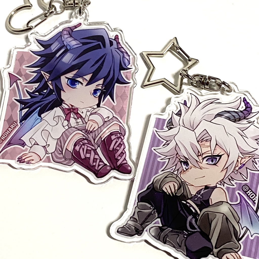 🌊と🍃 小悪魔アクリルキーホルダー