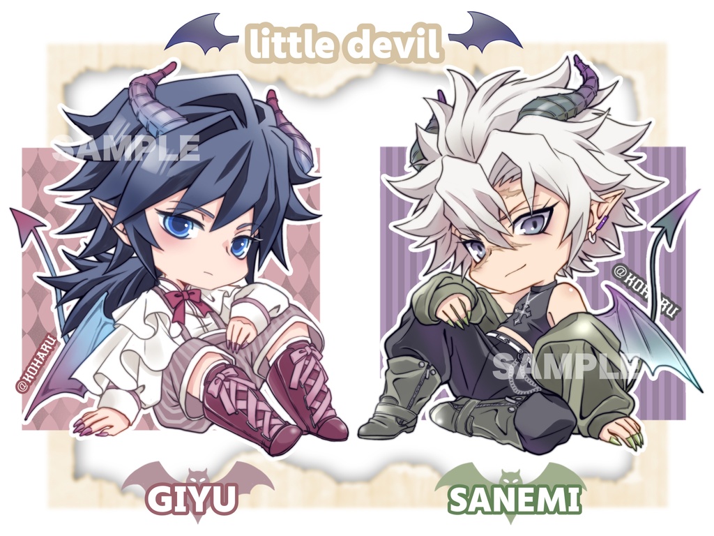 🌊と🍃 小悪魔アクリルキーホルダー