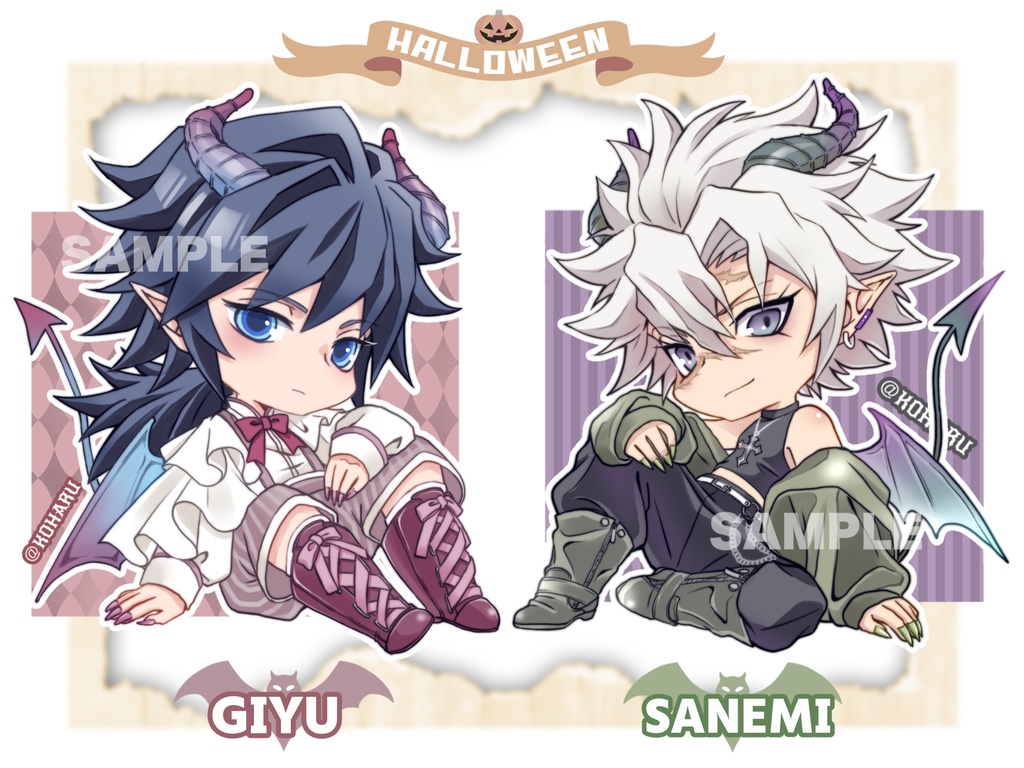 🌊と🍃で🎃小悪魔アクリルキーホルダー