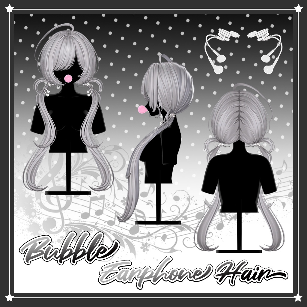 「VRC Hair」 ᖰ Bubble Earphone Hair ᖳ