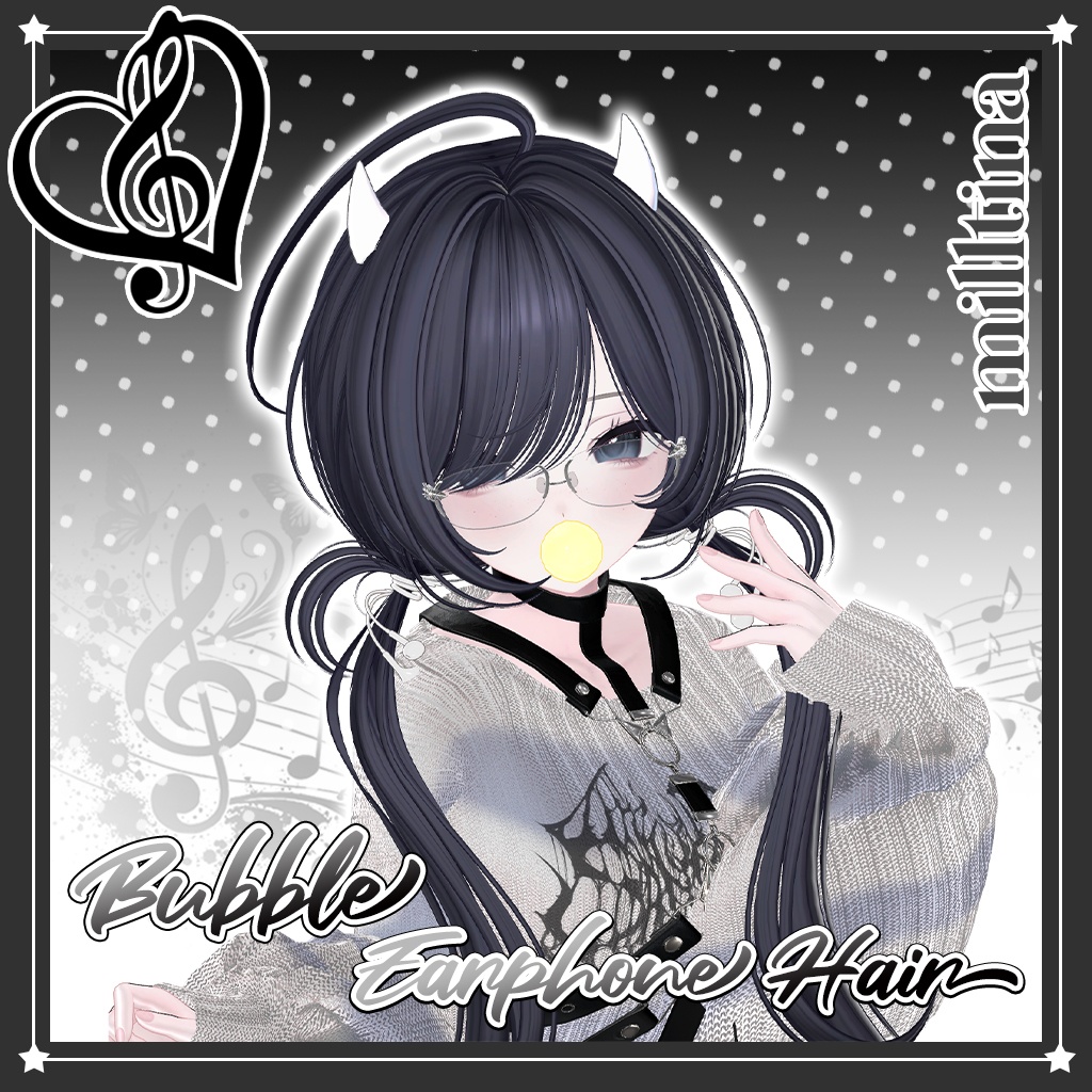 「VRC Hair」 ᖰ Bubble Earphone Hair ᖳ