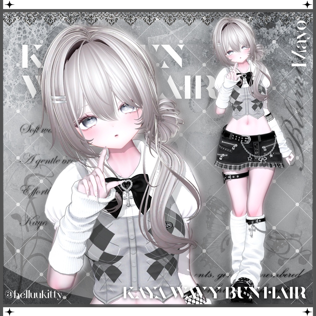 「VRC Hair」 Kaya Wavy Bun Hair ⠂⠂୨୧