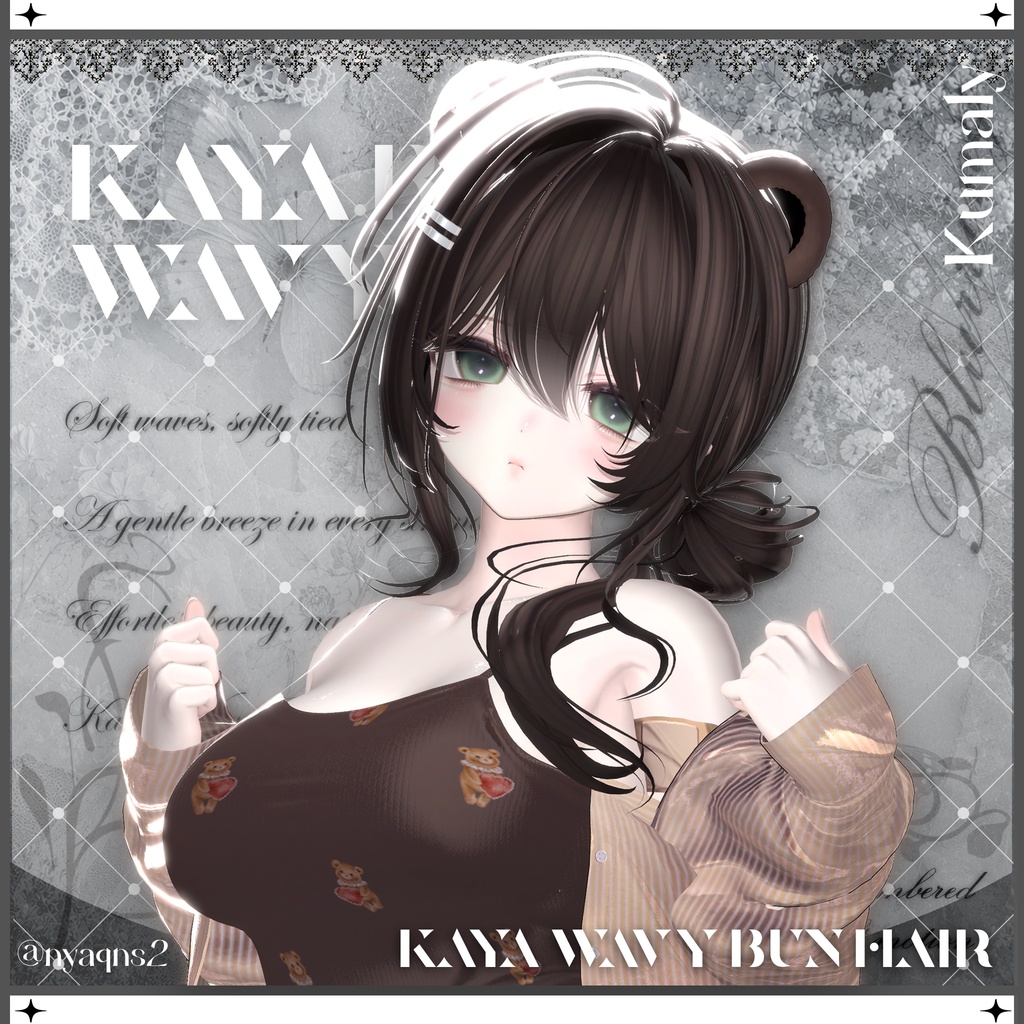 「VRC Hair」 Kaya Wavy Bun Hair ⠂⠂୨୧