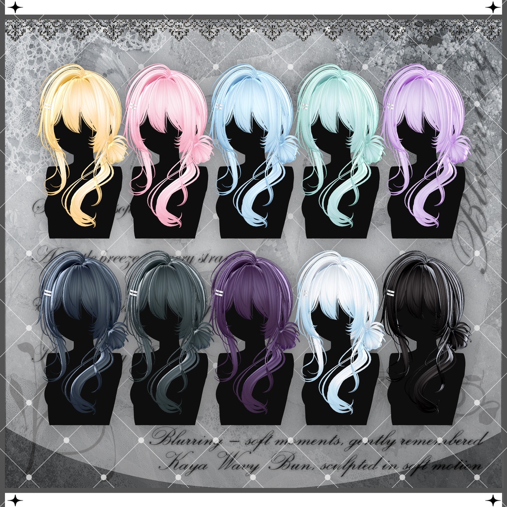 「VRC Hair」 Kaya Wavy Bun Hair ⠂⠂୨୧