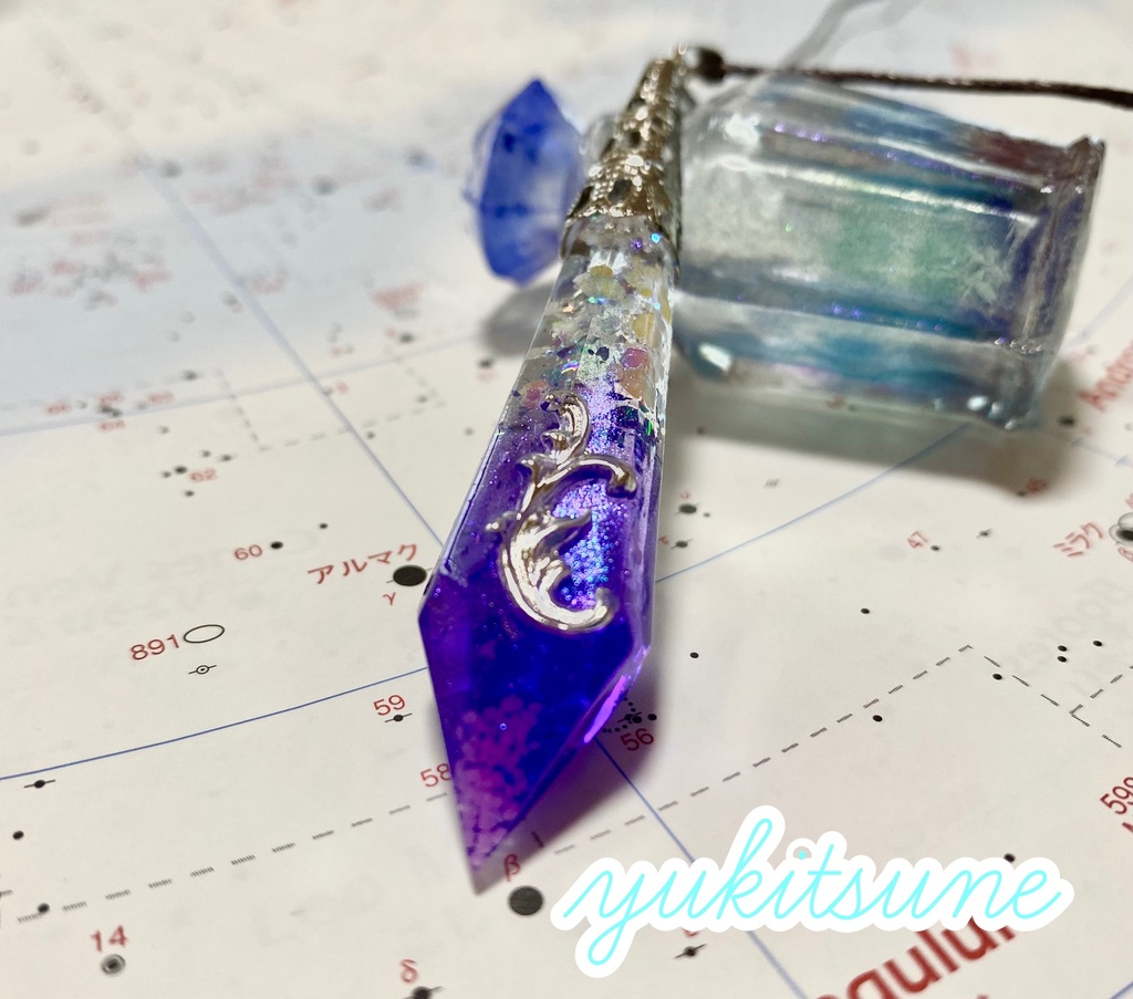 【No.70】ハンドメイド レジン ペンデュラム ペンジュラム Mauve ネックレス 占い 雪狐レジン