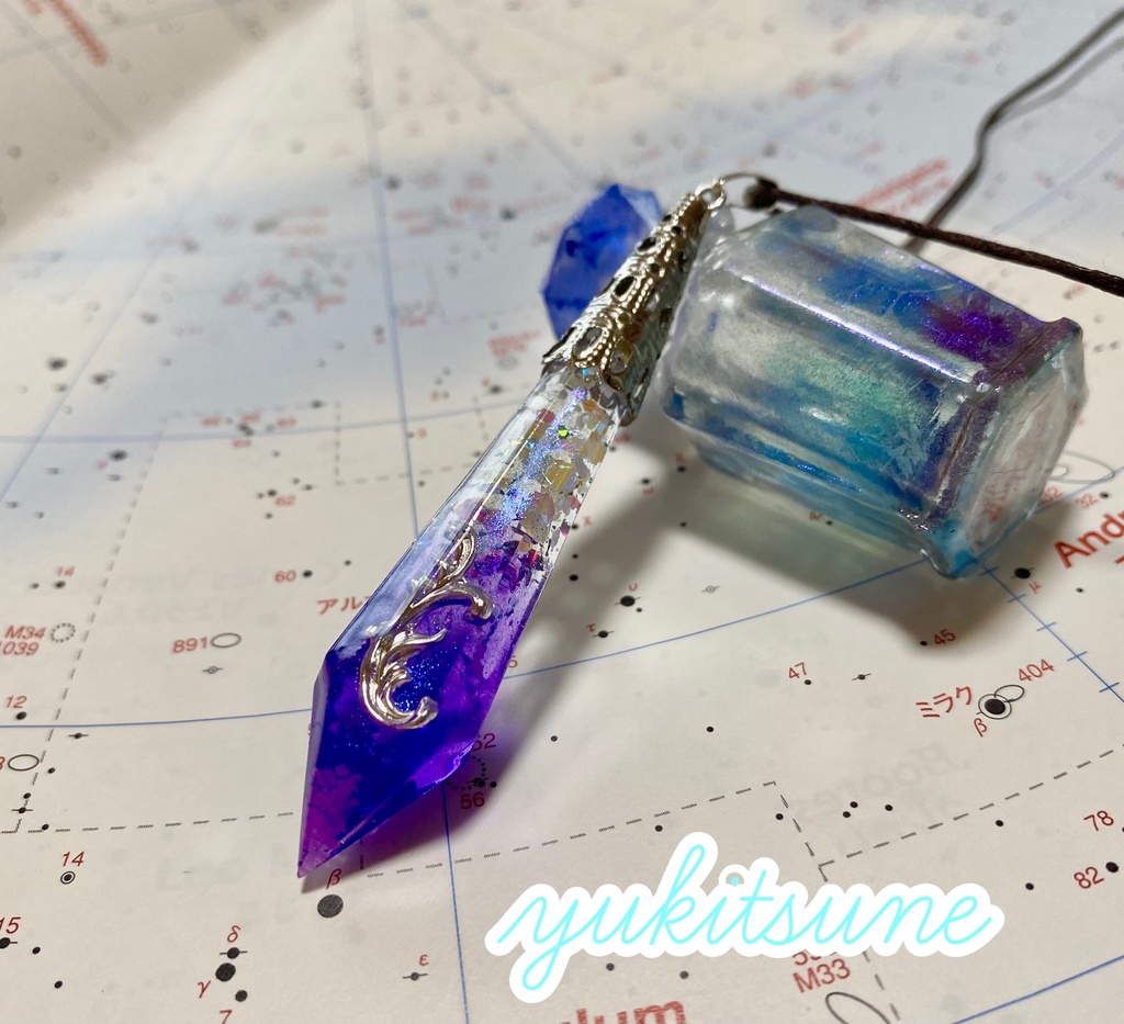 【No.70】ハンドメイド レジン ペンデュラム ペンジュラム Mauve ネックレス 占い 雪狐レジン