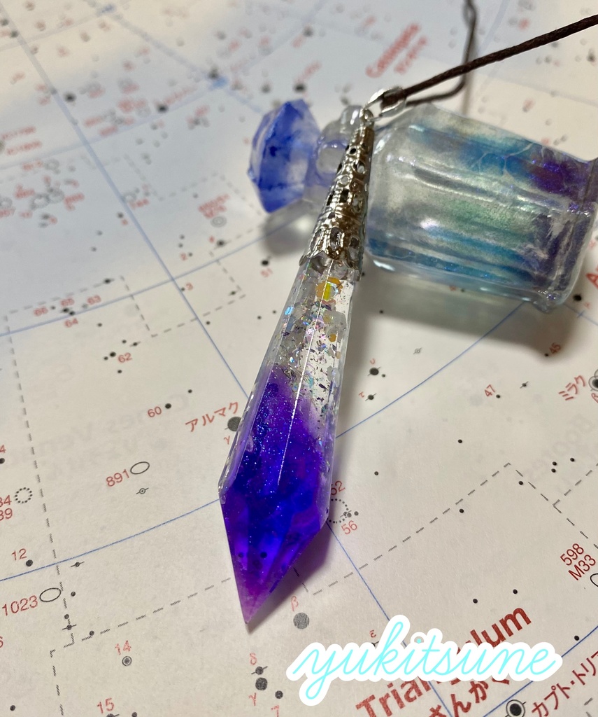 【No.70】ハンドメイド レジン ペンデュラム ペンジュラム Mauve ネックレス 占い 雪狐レジン