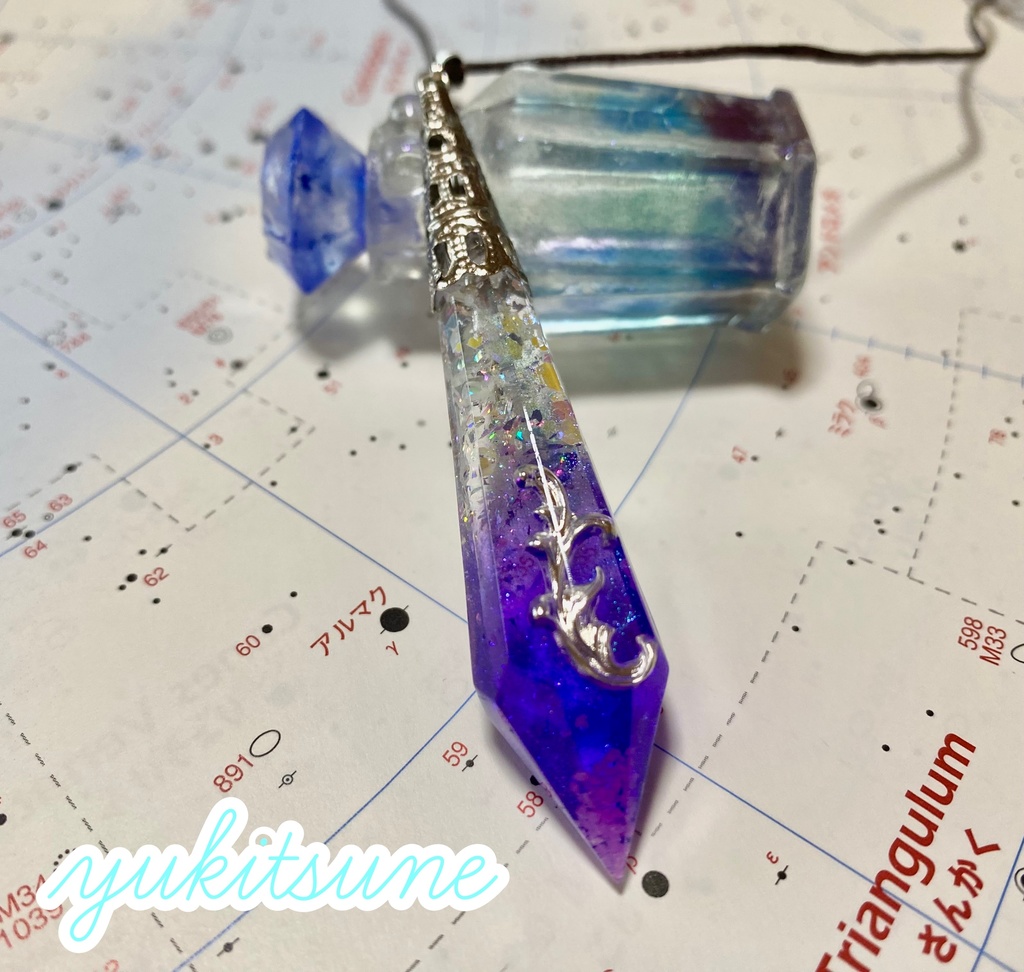 【No.70】ハンドメイド レジン ペンデュラム ペンジュラム Mauve ネックレス 占い 雪狐レジン