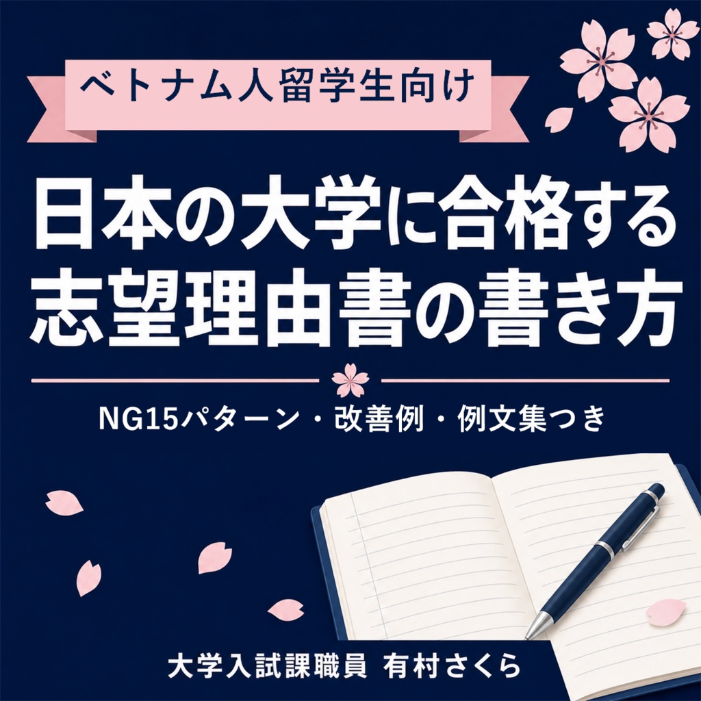 【ベトナム人留学生向け】日本の大学に合格する志望理由書の書き方｜NG15パターン・改善例・例文集つき（PDF）