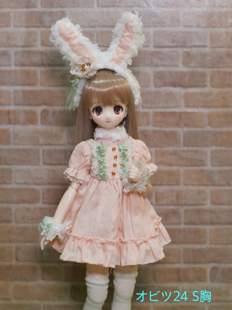 1/6ドール用【うさぎテディ&ドレスセット】