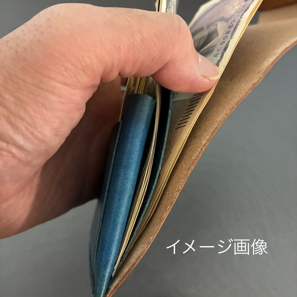 コンパクト財布カードタイプ手染めグリーン|くるっと回してサッと会計!手染めの一点モノ財布