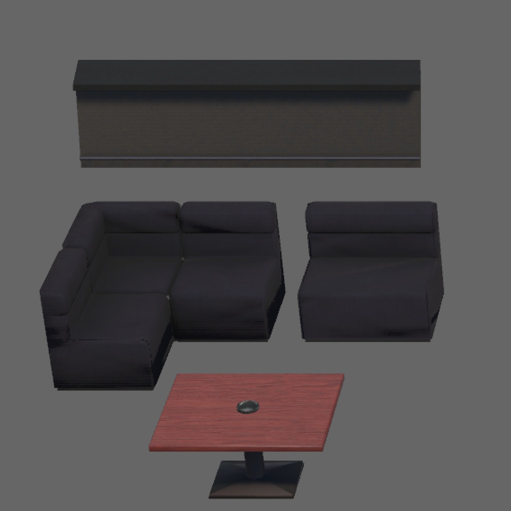 スナック家具セット【VR向け 3Dモデル】