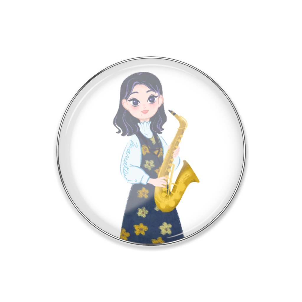 サックス吹きmanatsu。ピンバッジ