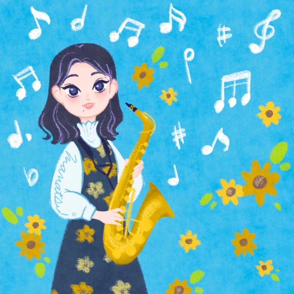 サックス吹きmanatsu。にぎやかステッカー