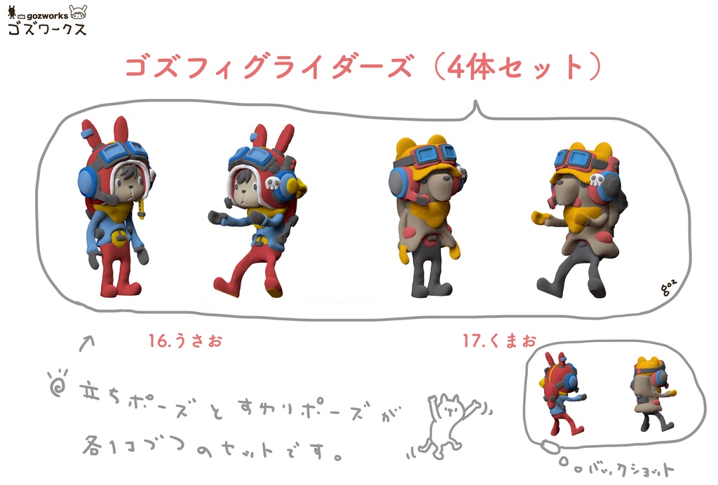 ゴズフィグライダーズ(うさおとくまお)【ガレージキット】