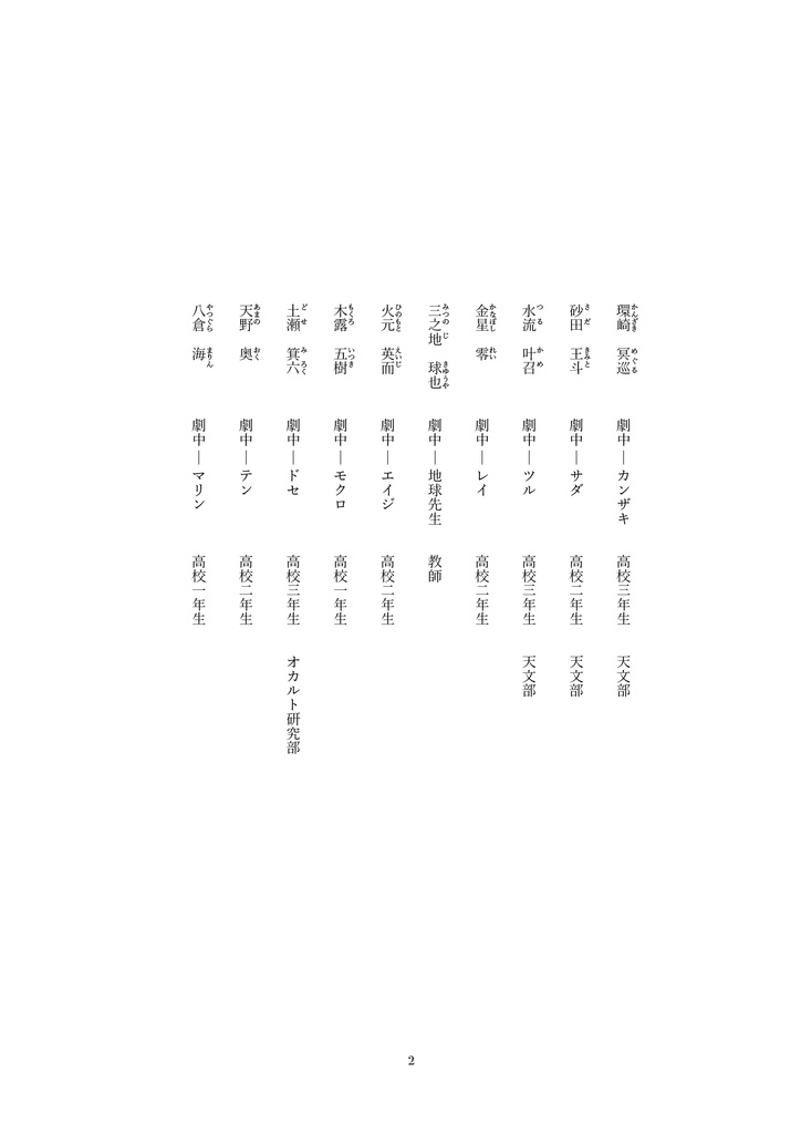 【台本】第二回公演『第十惑星の婚約者』