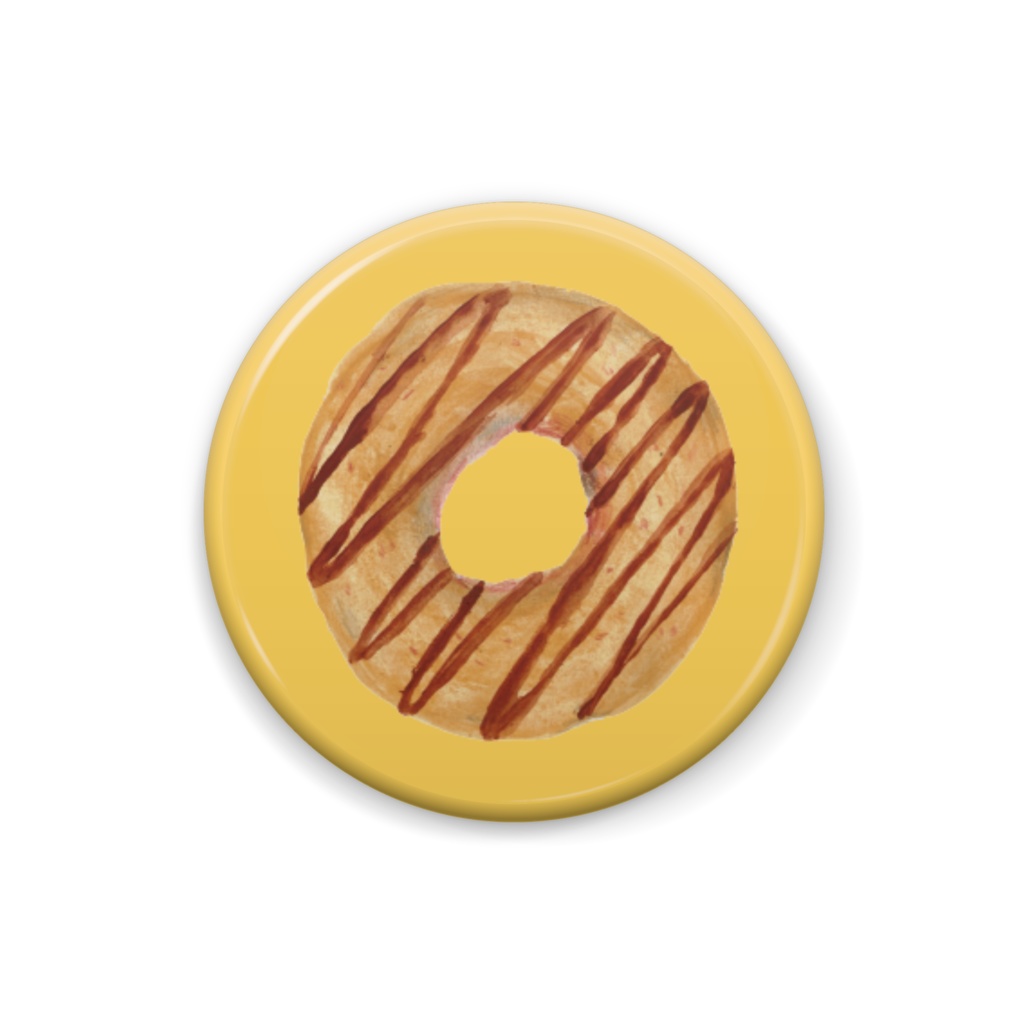 bow's Donuts チョコレートストライプ 缶バッジ（25×25mm）