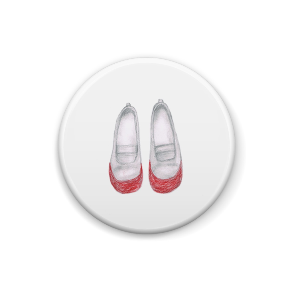 小学校の思い出「赤の上靴」缶バッジ(25×25mm)