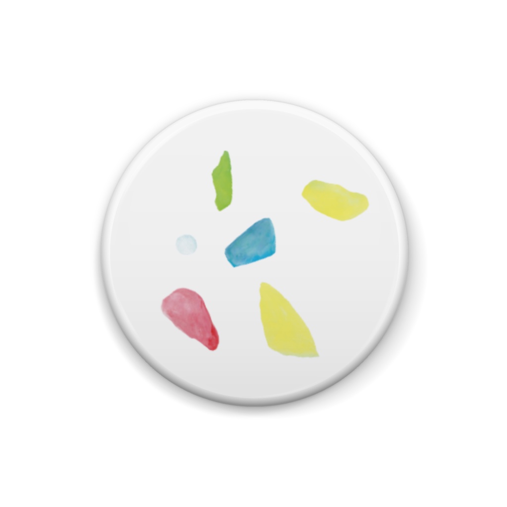 缶の思い出「拾ったいろんな色のガラス片」缶バッジ（25×25mm）