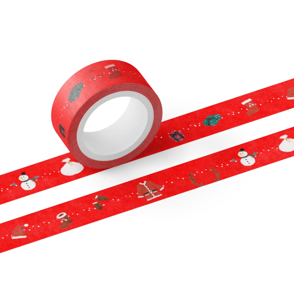 クリスマスのお話「あわてんぼうのサンタクロース」赤 マスキングテープ（幅15mm）