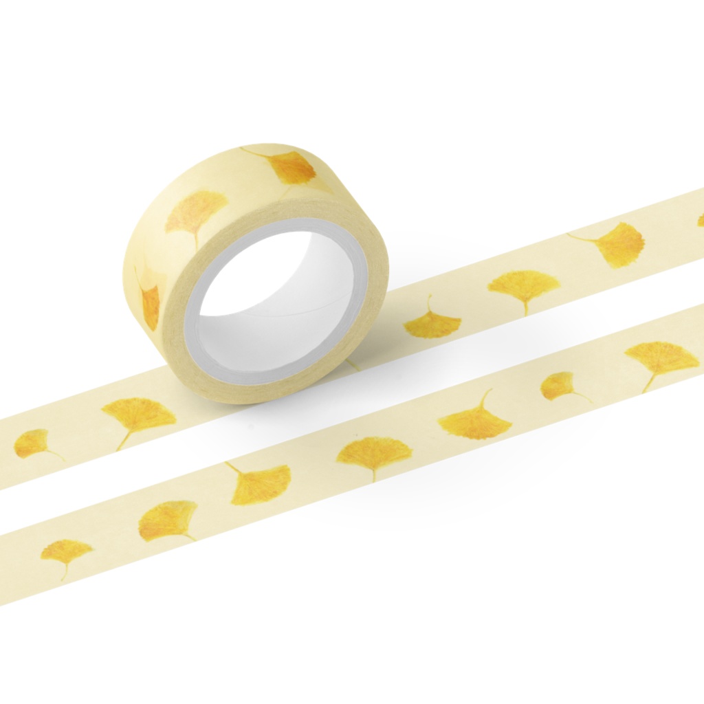 季節は秋「イチョウ舞う」マスキングテープ 黄色(幅15mm)