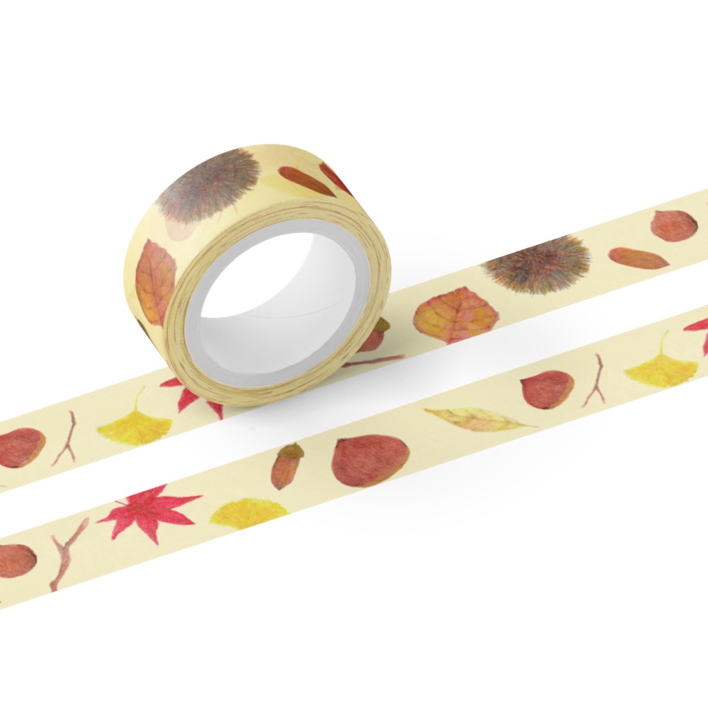 季節は秋「秋を満喫」黄色 マスキングテープ 黄色(幅15mm)