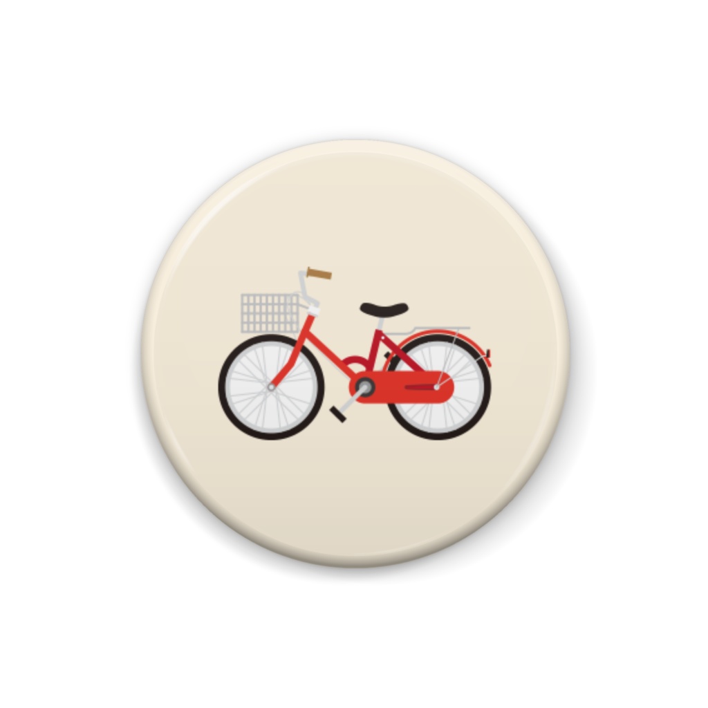 bow's PARK「自転車　赤」缶バッジ（25×25mm）