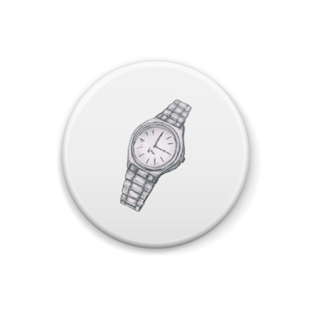 bow's APPAREL「時計」缶バッジ(25×25mm)