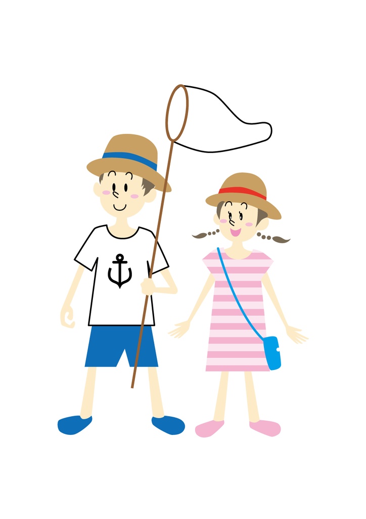 夏休みの兄妹（画像データ、ベクターデータ）