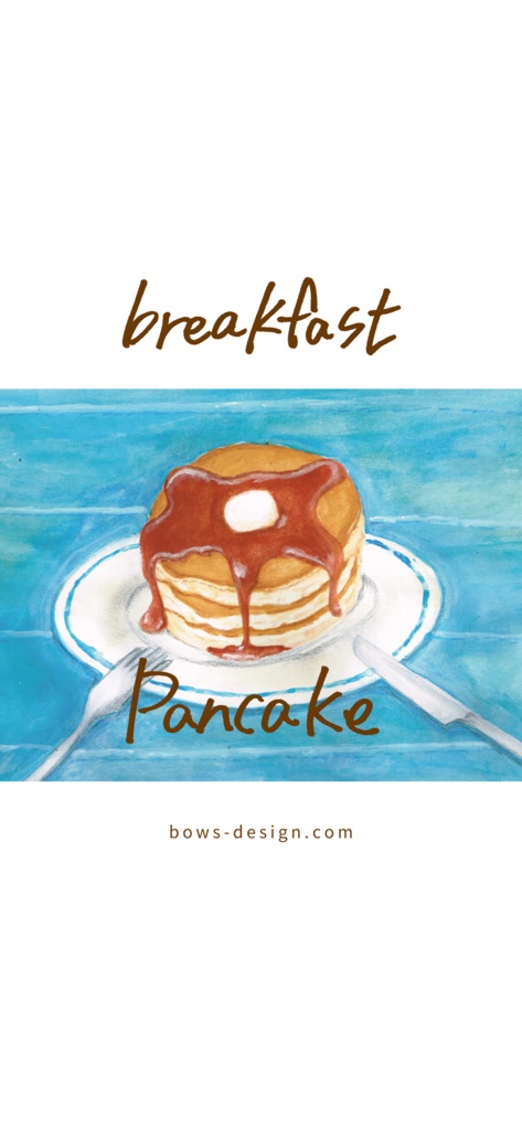 朝食物語 パンケーキのイラストのスマホ用壁紙