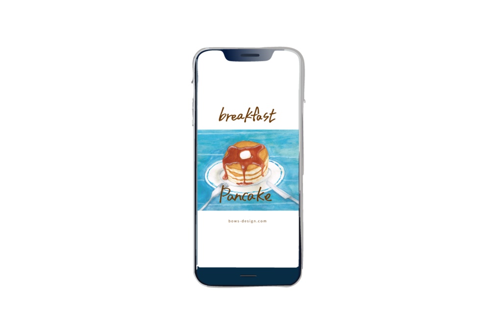 朝食物語　パンケーキのイラストのスマホ用壁紙