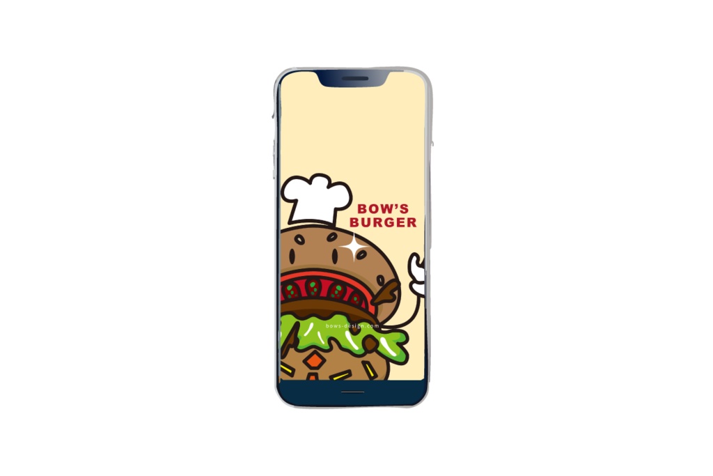 BOW'S BURGERのバーグさんのイラストスマホ用壁紙