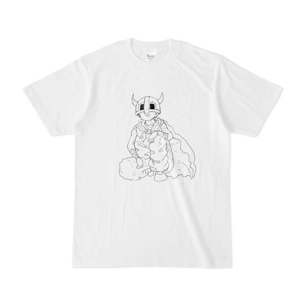 中腰の小さな戦士のイラストTシャツ