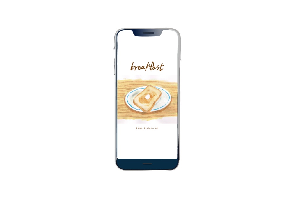 朝食物語「トースト」イラストスマホ用壁紙