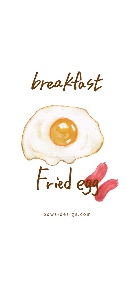 朝食物語「目玉焼きとウインナー」イラストスマホ用壁紙