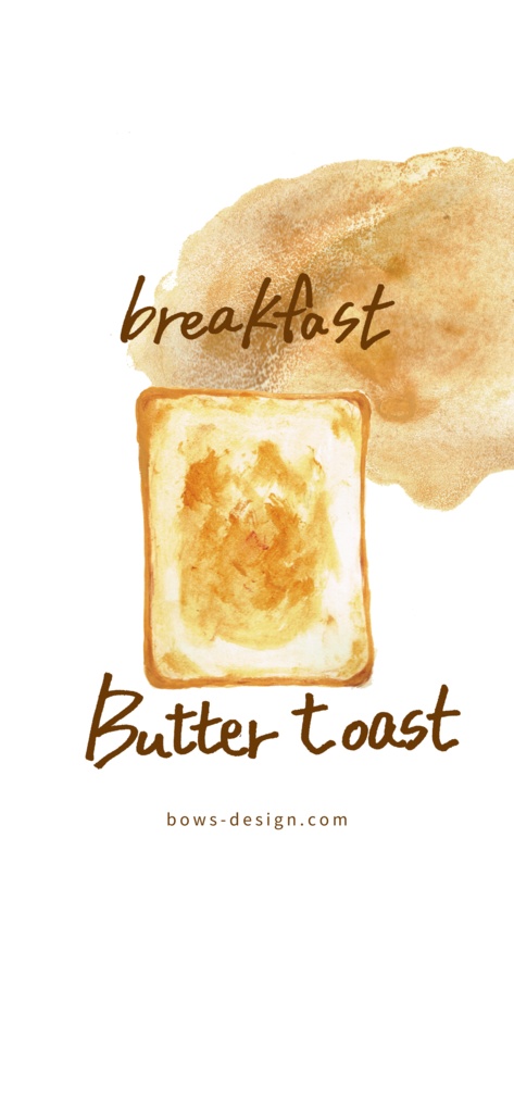 朝食物語「バタートースト」イラストスマホ用壁紙