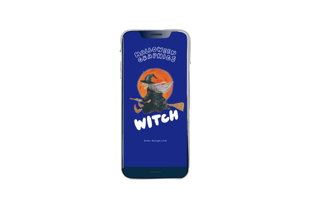 ハロウィングラフィックス　空飛ぶ魔女のイラストスマホ用壁紙