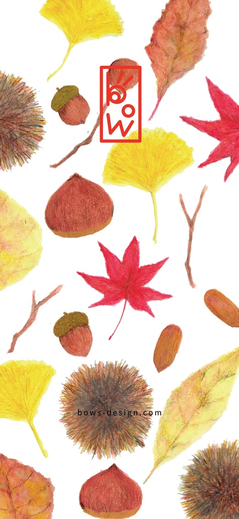 秋の香り見つけたよ、な落ち葉のスマホ用イラスト壁紙