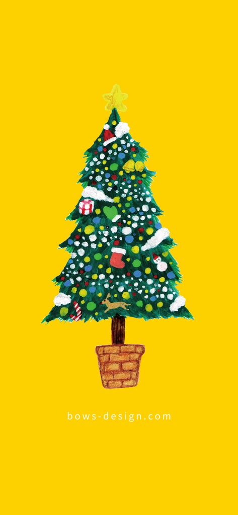 飾り立てのクリスマスツリー イラストスマホ用壁紙