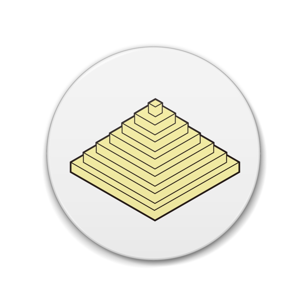 一個一個こつこつ ピラミッドのイラスト缶バッジ