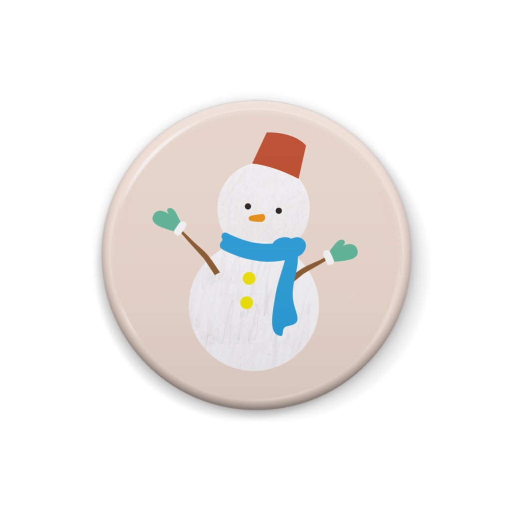 赤い帽子の雪だるまのイラスト缶バッジ