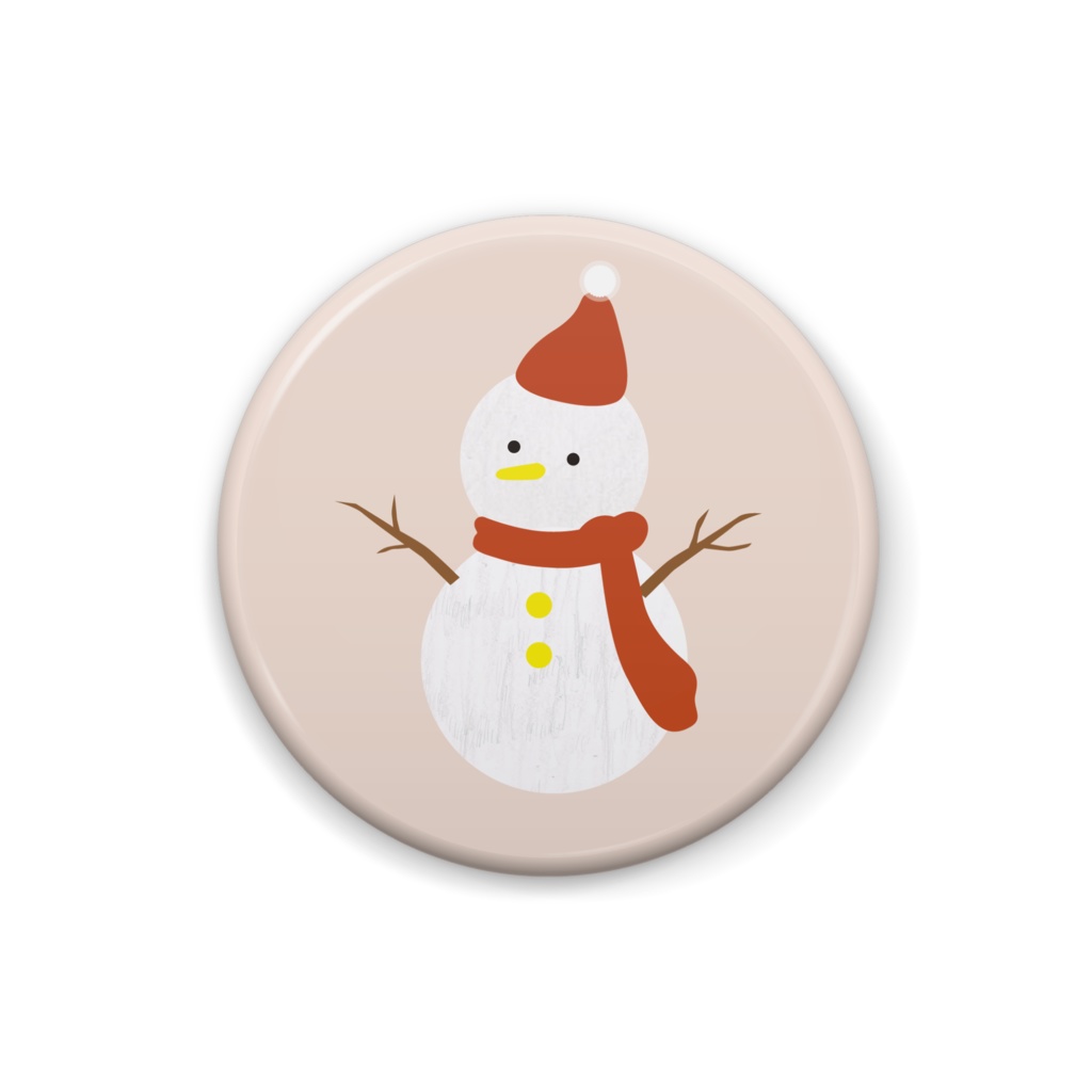 赤いマフラーの雪だるまのイラスト缶バッジ