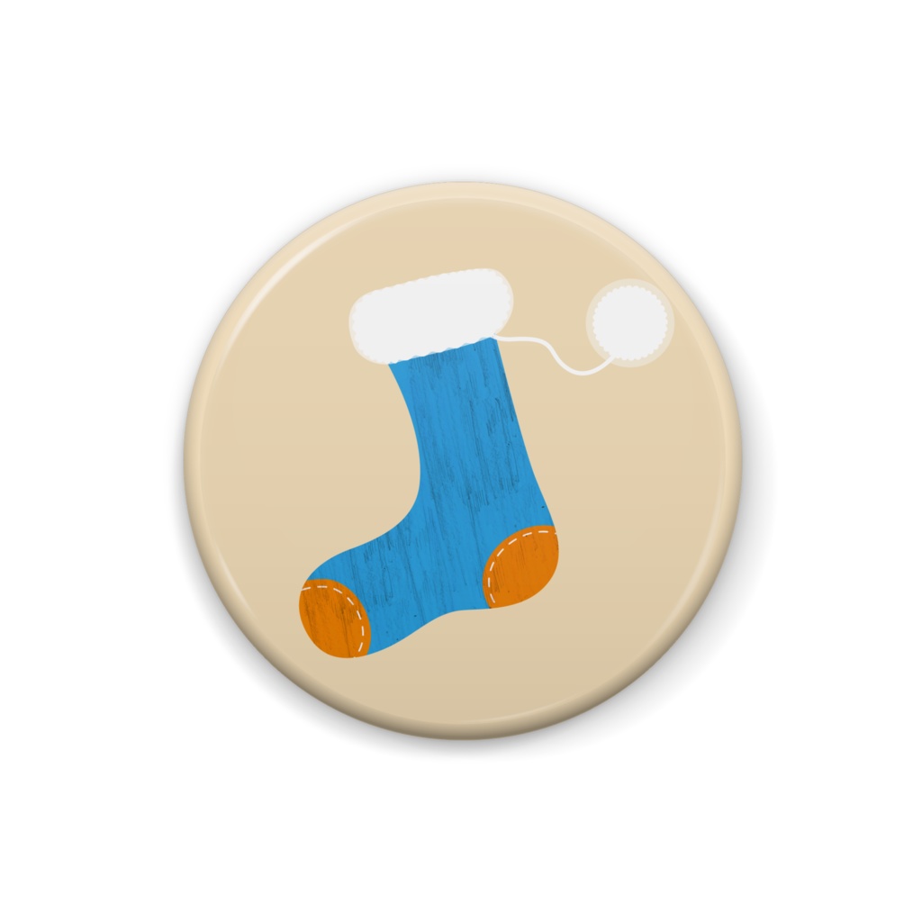 サンタさん、待ってるよな靴下のイラスト缶バッジ