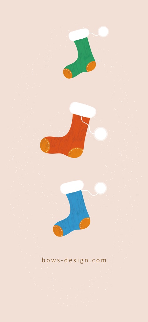 サンタさん、待ってるよ、な靴下のイラストスマホ用壁紙