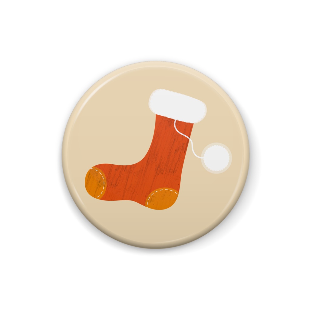 サンタさん、待ってるよ、な赤い靴下のイラスト缶バッジ