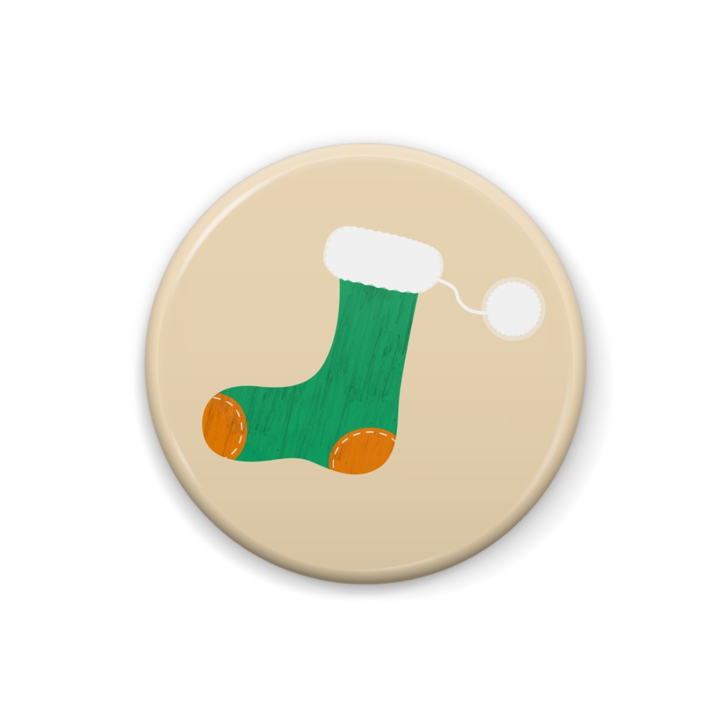 緑色の靴下のイラスト缶バッジ